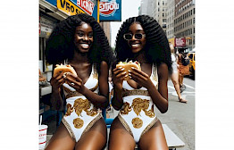 2 Girls Eating by Michel Haddi
